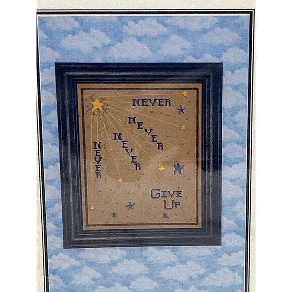 Cross Stitch Pattern Needlepoint Never Give Up Affirmations Serenity Stitching - Picture 2 of 4